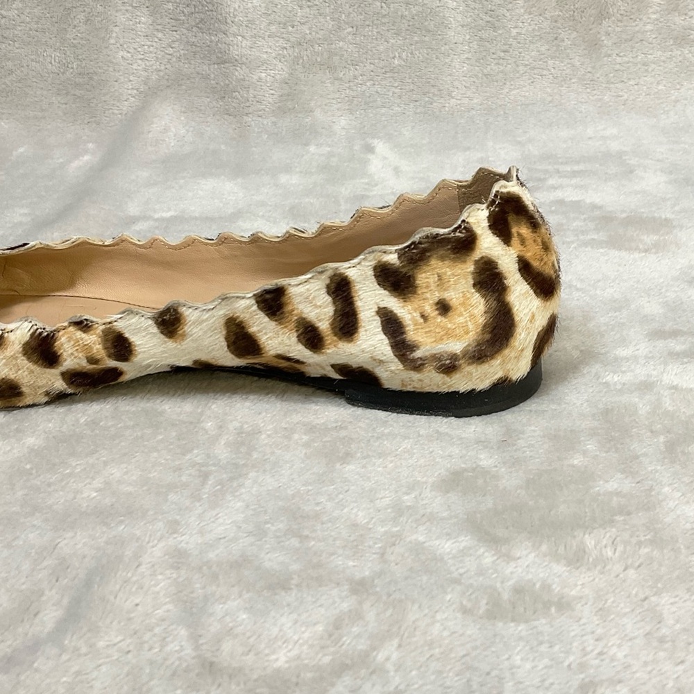 Chloe Calf Hair Scalloped Leopard Flats Womens EU 36 / US 6 - Picture 8 of 9